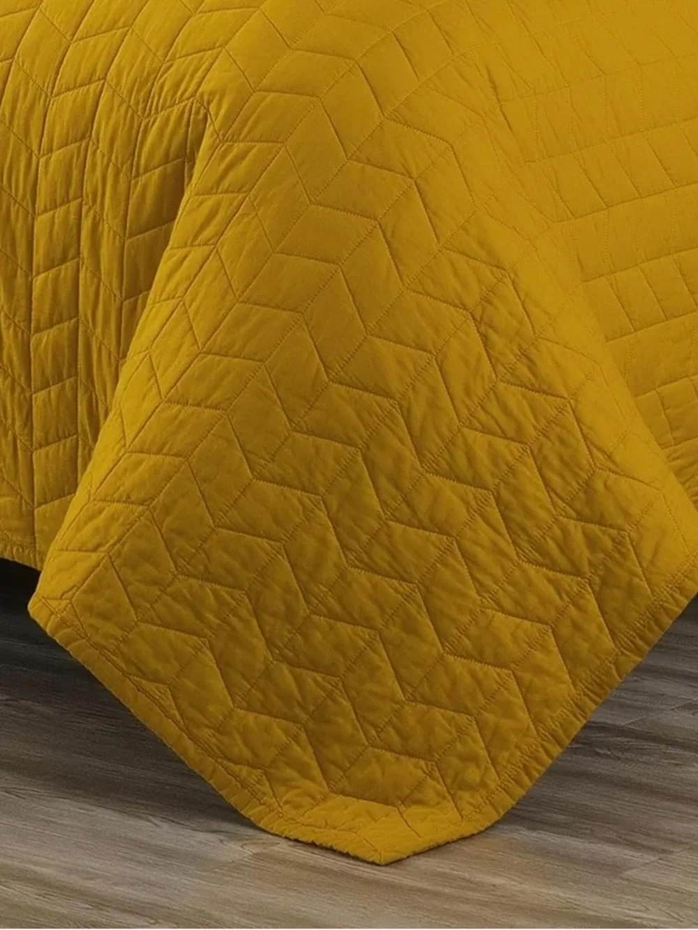 Mustard Yellow King 3 piece Quilted Bedspread Set 100% cotton